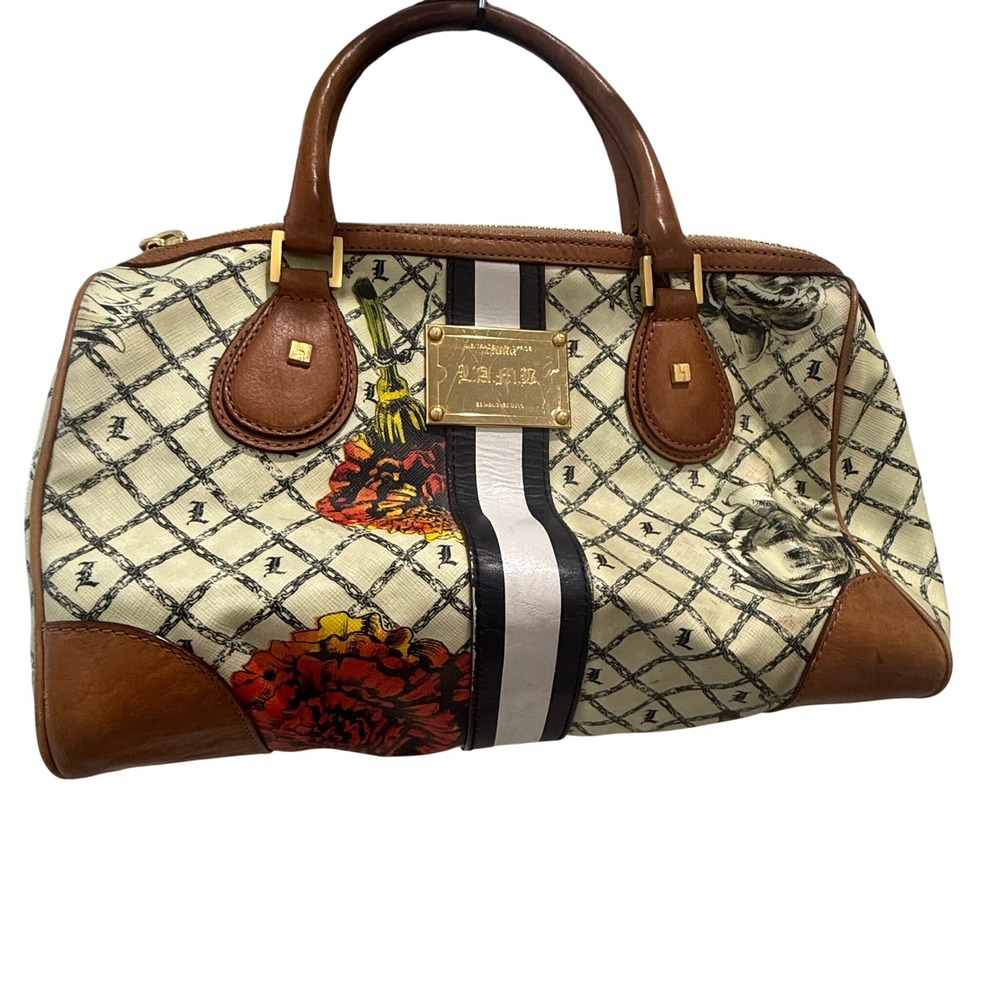 VTG Y2K L.A.M.B. Gwen Stefani Marigold Satchel Bowler Bag Monogram Rare